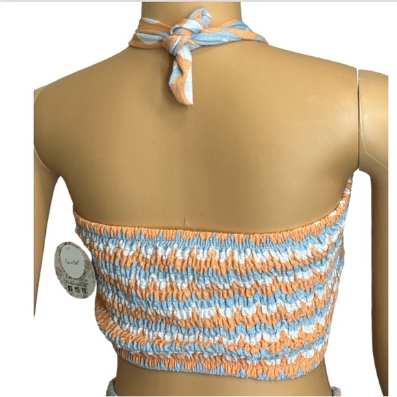 Jolie & Joy Summer Smocked Skirt Set printed peach blue white multicolor size XL - Picture 7 of 16